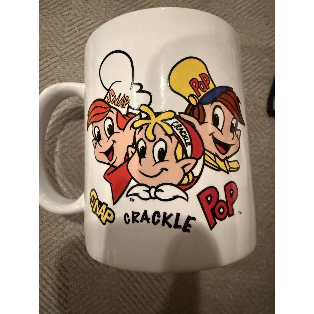 Kellogg Snap Crackle Pop Mug White Multicolor Original Cereal Mug 2001 VTG